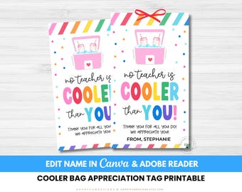 Editable No Teacher Cooler Than You Tag Printable Teacher Summer Appreciation Week Theme PTA PTO Thank You End of Year Summer Break Tote Bag