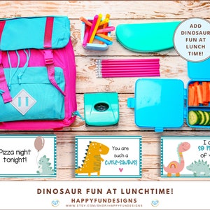 Lunch Notes for Kids Printable, Back to School Notes, 40 Dinosaur Boys Lunch Box Notes, Encouragement Cards, Notes from Mom, Notes from Dad image 4