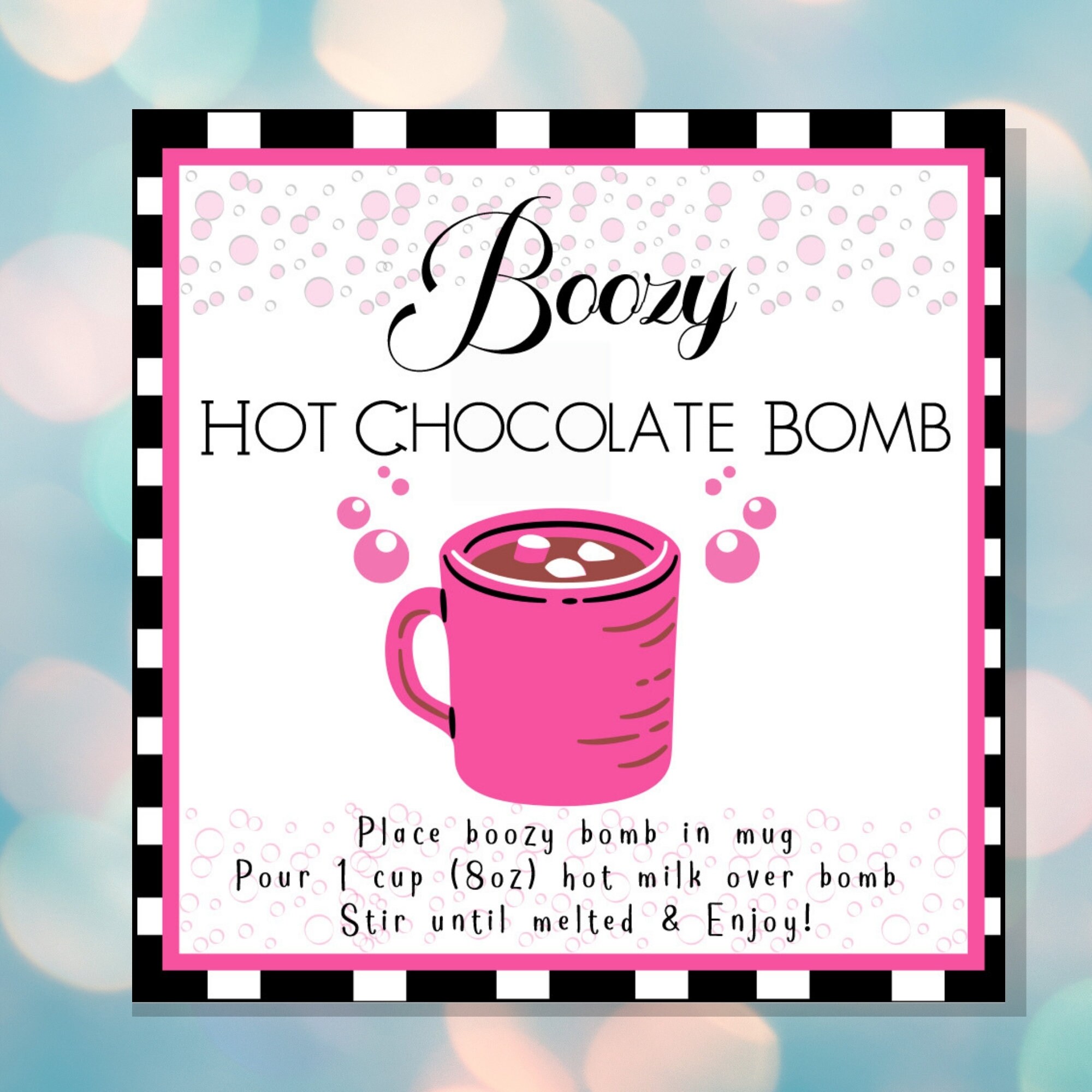 Hot Chocolate Bomb Tag Printable Hot Cocoa Bomb Gift Basket Etsy