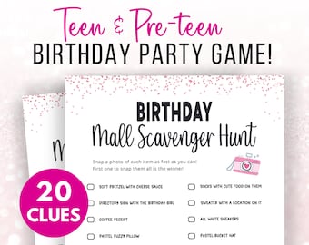 Mall Scavenger Hunt for Teens, Scavenger Hunt for Teens at the Mall, Selfie Scavenger Hunt Printable, Tween Scavenger Hunt, Teen Girl Games