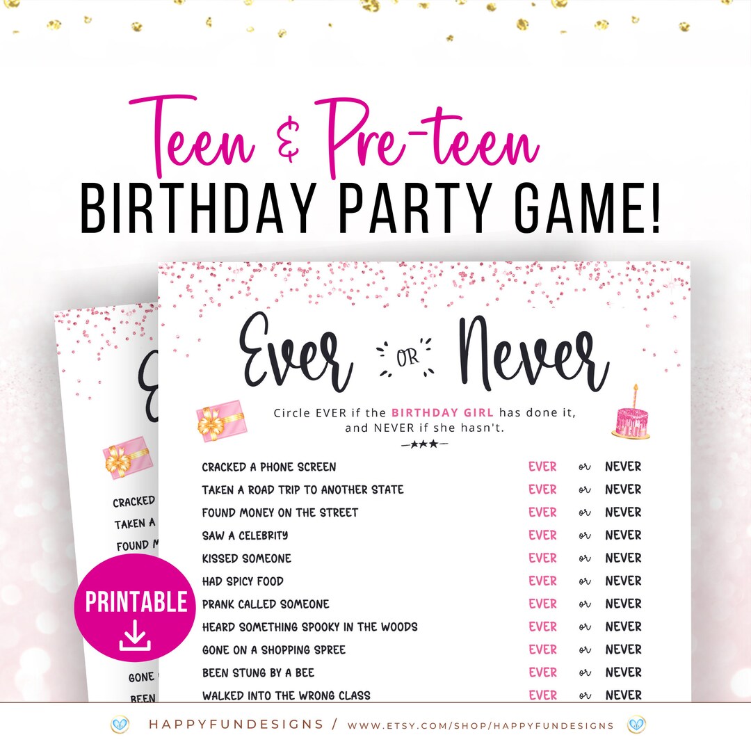 Ever or Never Game, Teen Girl Birthday Games, Sleepover Games for Girls