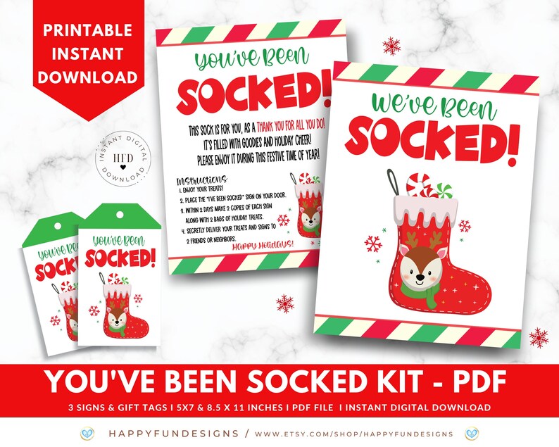 You've Been Socked Printable, PTA Thank You Teacher Staff Appreciation ...