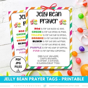 Etichetta stampabile con poesia di preghiera di Jelly Bean, attività pasquale in chiesa, bomboniera per la scuola domenicale di Pasqua, biglietto di preghiera per la chiesa, riempitivo per cestino pasquale cristiano