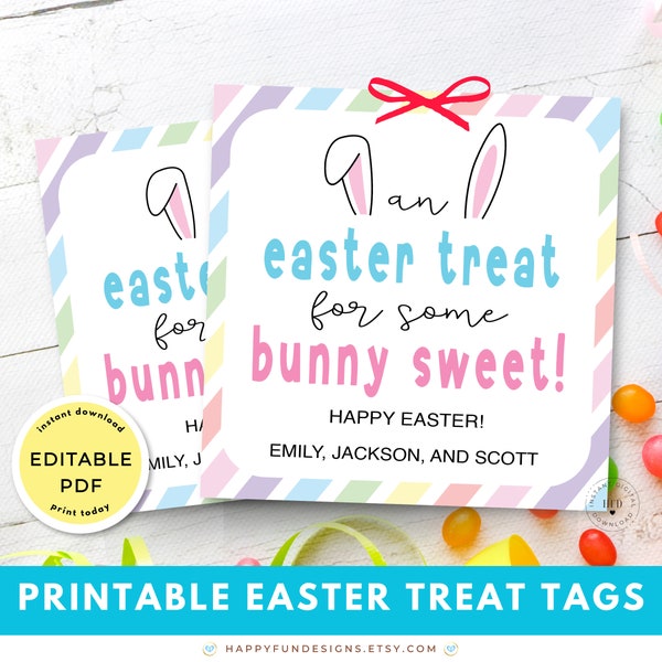 Easter Treat for Some Bunny Sweet Tag Printable, Editable Bunny Tag Easter Classroom Favor, Sunday School Easter Favor, Easter Basket Filler