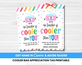 Editable No Teacher Cooler Than You Tag Printable Teacher Summer Appreciation Week Theme PTA PTO Thank You End of Year Summer Break Tote Bag
