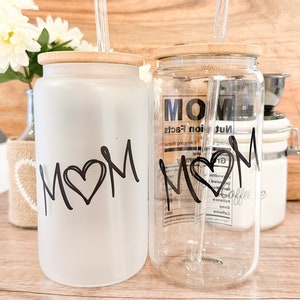 Mom Nutrition Fun Facts Iced Coffee Cup, Mommy Gift, Reusable Can Glass, w/Lid & Straw, Mother's Day Gift, 16 oz Frosted or Clear Glass Cup image 6