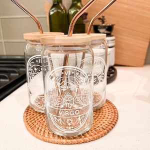 Zodiac Sign Acrylic Tumbler Cups with Straw