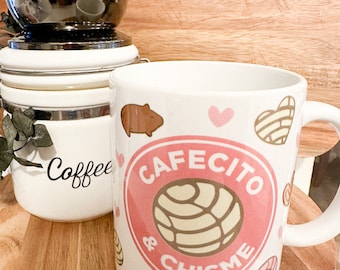 Cafecito and Chisme Time Mug, Cafecito y Chisme, Mexican Cup, Funny Coffee Mug, Hispanic Custom Gift, Pan de Dulce Mug, Mexican Bread Cup