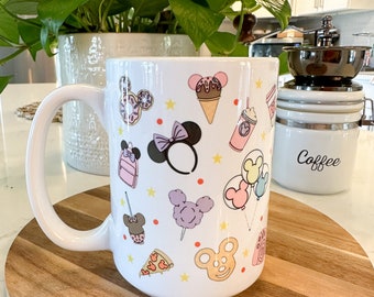 Disney Snacks Coffee Mug, Mickey Coffee Cup, Birthday Gift for Disney Lover, Gift for Friend, 11 oz or 15 oz Mug