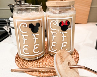 Disney Coffee Cup, Mickey Ice Coffee Cup, Minnie Mouse Beer Can Glass, Personalized Gift, Galentine's Day Gift, Disney Inspired Gift Idea