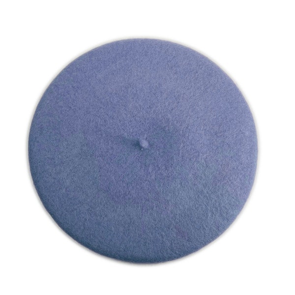 Wool Beret in Periwinkle, Felt beret for winter, Classic beret hat, Retro style light purple beret, Winter Beret, Purple Hat for women