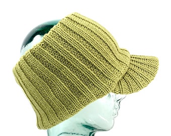 Knit Visor Cap: Light Green Unisex Ponytail Hat
