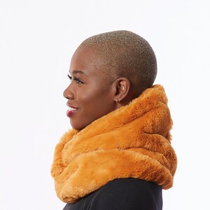 Faux Fur Scarf, Yellow Fur Neck Warmer, Furry Neck Scarf, Fur Cowl in Yellow, Warm Tube Scarf