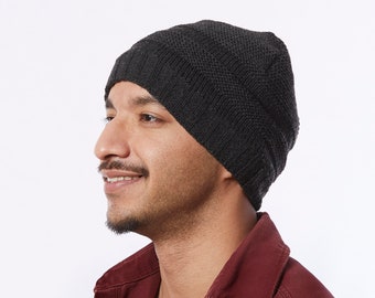 Bonnet en tricot mens, chapeau gris charbon avec doublure, chapeau pour l’hiver, bonnet chaud unisexe, chapeau avec le slogan
