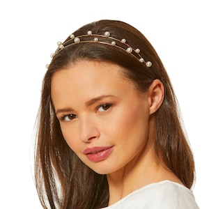 Pearl Headband, Bridal White headband, Dressy Headwear, Spring Summer Headband, Headband with pearls