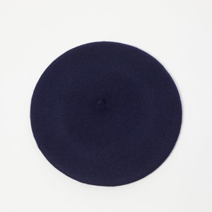 Wool Beret in Navy Blue, Felt beret for winter, Classic beret hat, Retro style Blue beret, Winter Beret, Navy Blue Hat for women image 4