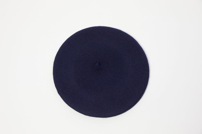 Wool Beret in Navy Blue, Felt beret for winter, Classic beret hat, Retro style Blue beret, Winter Beret, Navy Blue Hat for women image 4