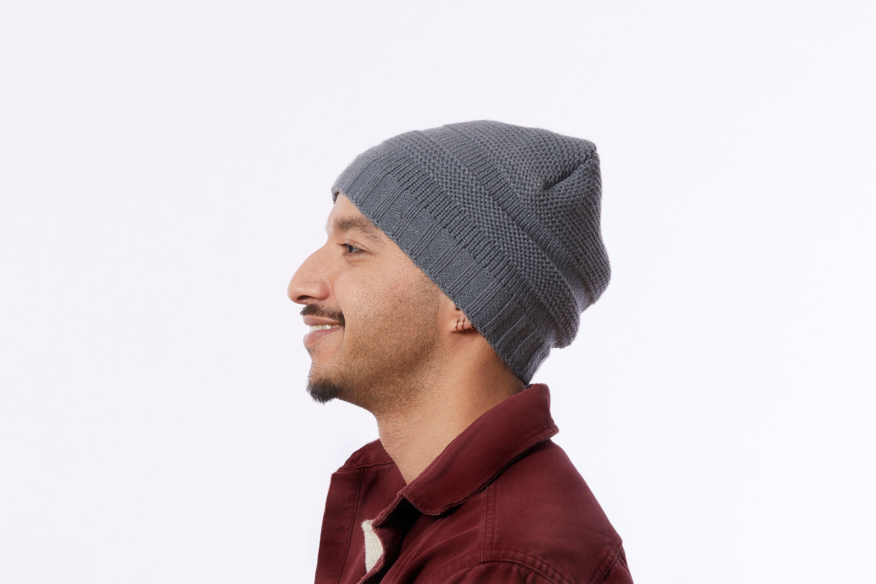 Mens Knit Beanie Grey Hat With Lining 
