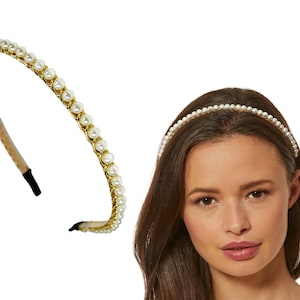 Pearl Headband, White Beaded headband, Dressy Headwear, Spring Summer Headband, Headband with pearls