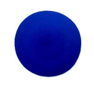 Béret de laine en bleu cobalt, béret bleu royal, béret en feutre pour lhiver, chapeau béret classique, béret de style rétro, béret dhiver image 4