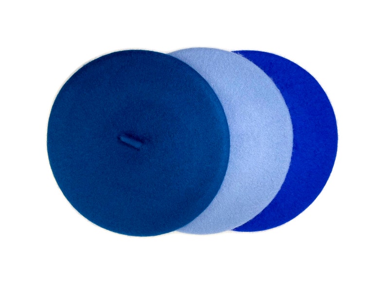 Béret de laine en bleu cobalt, béret bleu royal, béret en feutre pour lhiver, chapeau béret classique, béret de style rétro, béret dhiver image 5