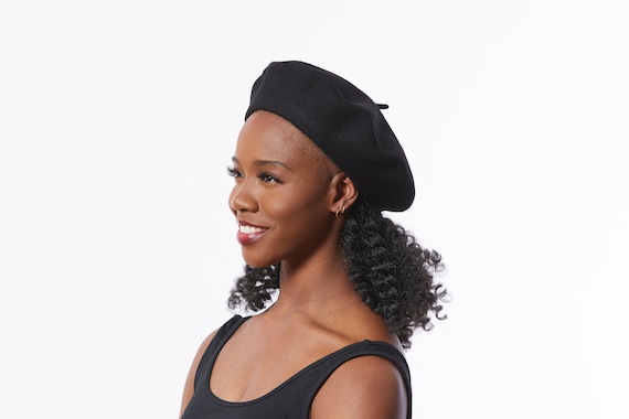 フェルトウールベレー帽：クラシックな黒の冬帽子 - Etsy 日本