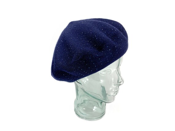 Reversible Sparkly Blue Wool Blend Beret - Winter Hat - Etsy