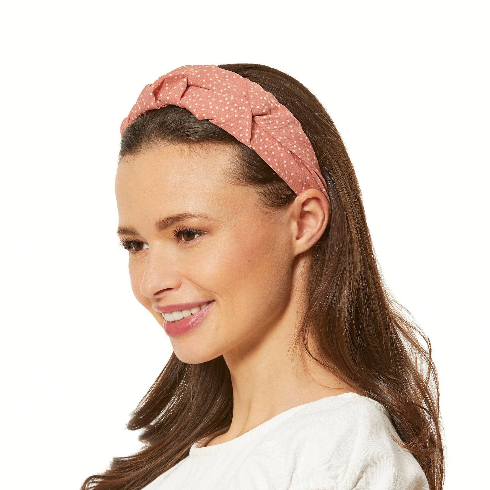 Pink Fabric Headband Polka dot Headband for Women Thick Etsy
