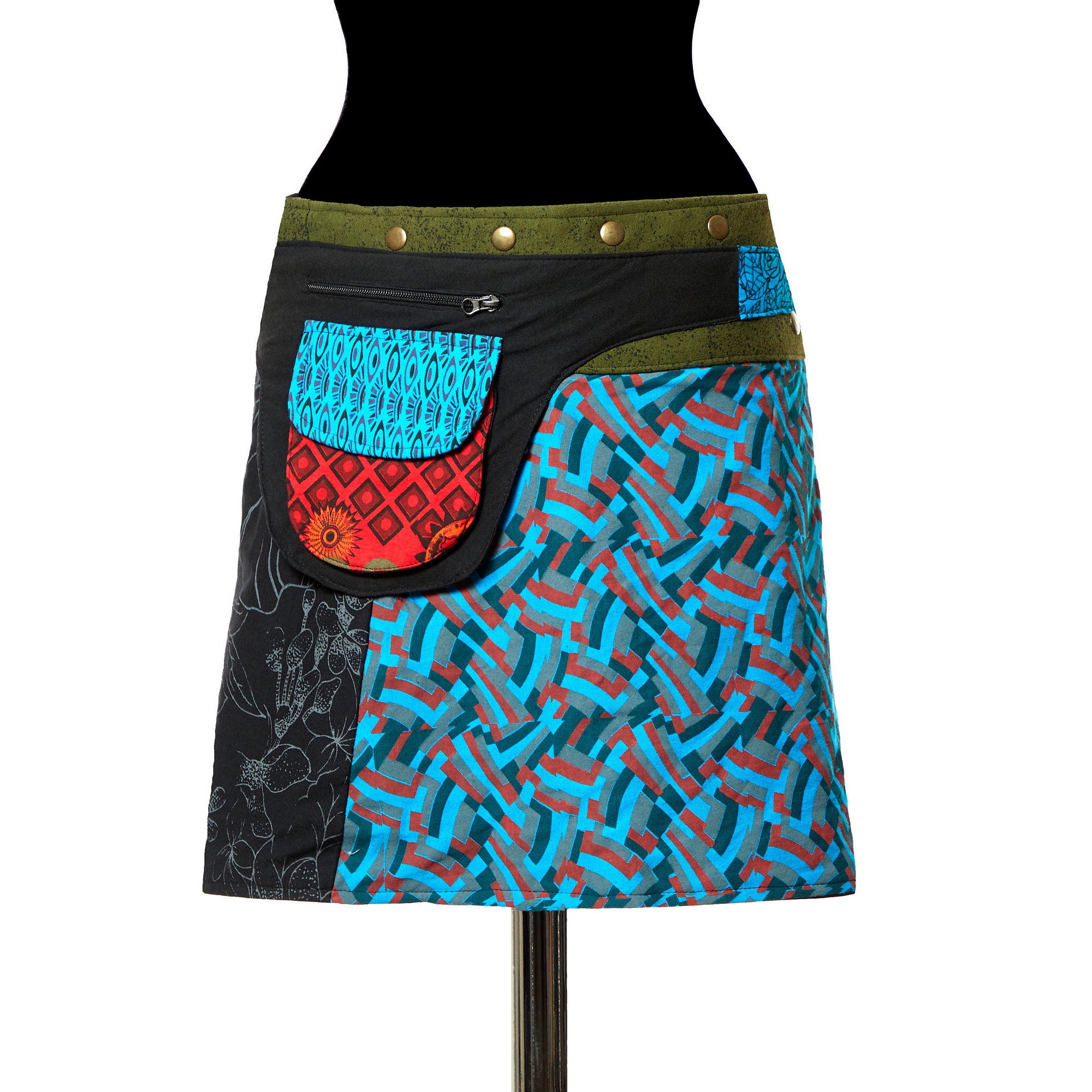 Reversible Skirt with Big pocket Adjustable Cotton Skirt Etsy