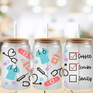 Girly Nurse 16oz Cup Wrap: UV DTF Tumbler Decal NU3