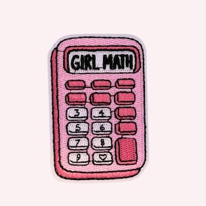 Parche termoadhesivo de matemáticas para niñas / Parche de calculadora rosa / Parche lindo y femenino / Parche divertido de compras / Accesorio rosa de moda / Regalo para ella