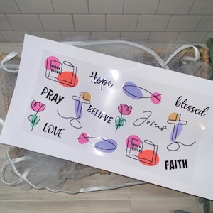Christian UV DTF 16oz Glass Cup Wrap, Inspirational Faith Transfer Je2