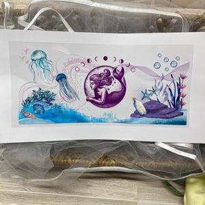 Mystical Mermaid UV DTF Wrap, 16oz Glass Cup, Under the Sea Theme (Me1)