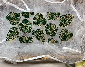 Monstera Green Leaves UV DTF 16oz Cup Wrap