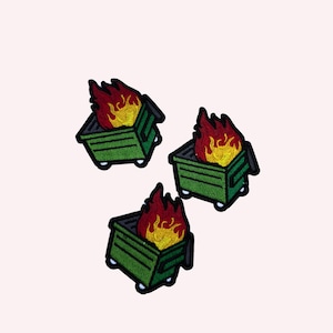 Patch termocolante "Dumpster Fire" | Patch engraçado de lixeira | Patch de lixeira verde | Patch do caos | Patch termocolante sarcástico | Presente divertido