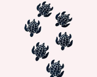 Blaue Schildkröte Stickerei Aufnäher | Applikation zum Aufbügeln (6–10 cm)