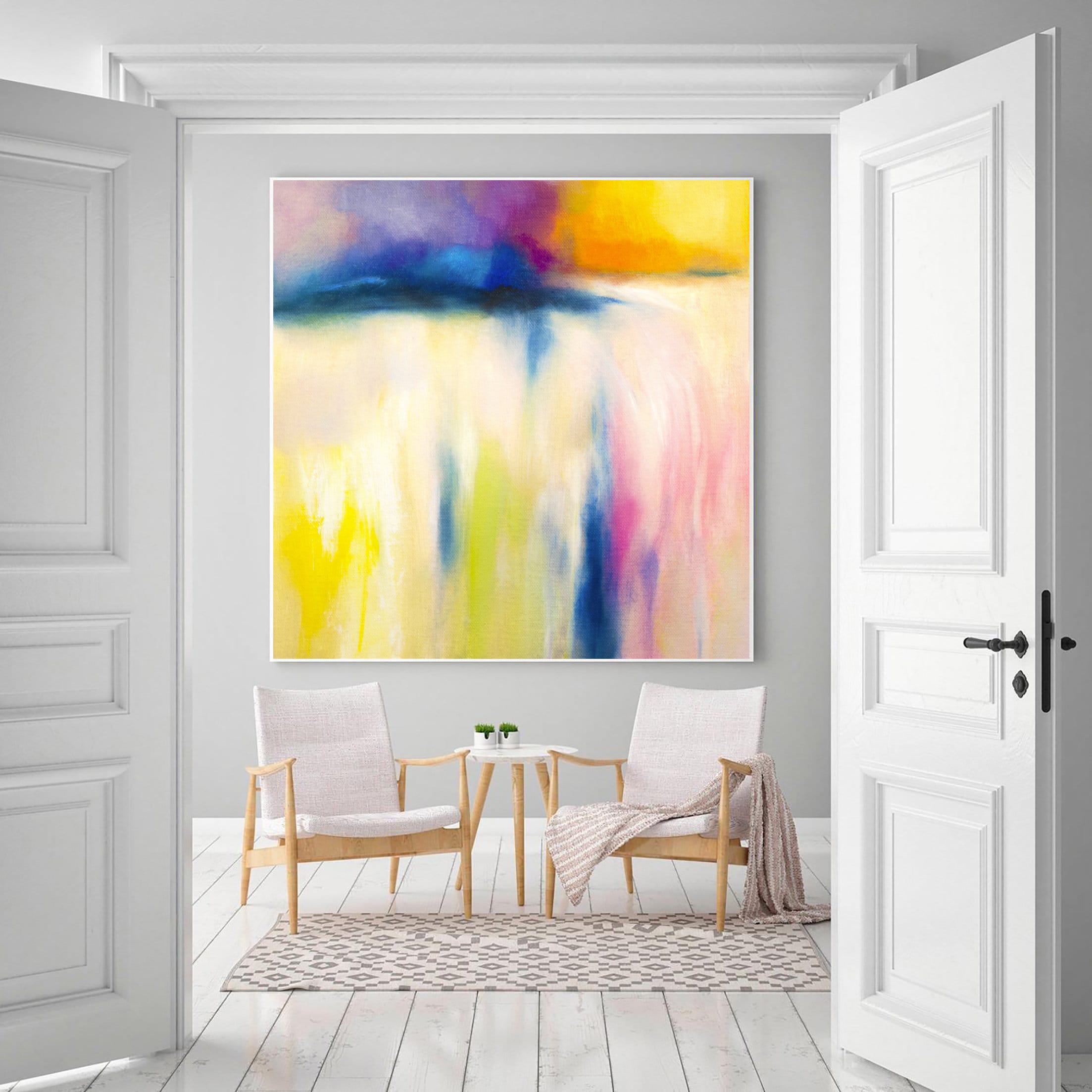 Colorful wall art / Abstract canvas art / Extra Large Wall/ Etsy