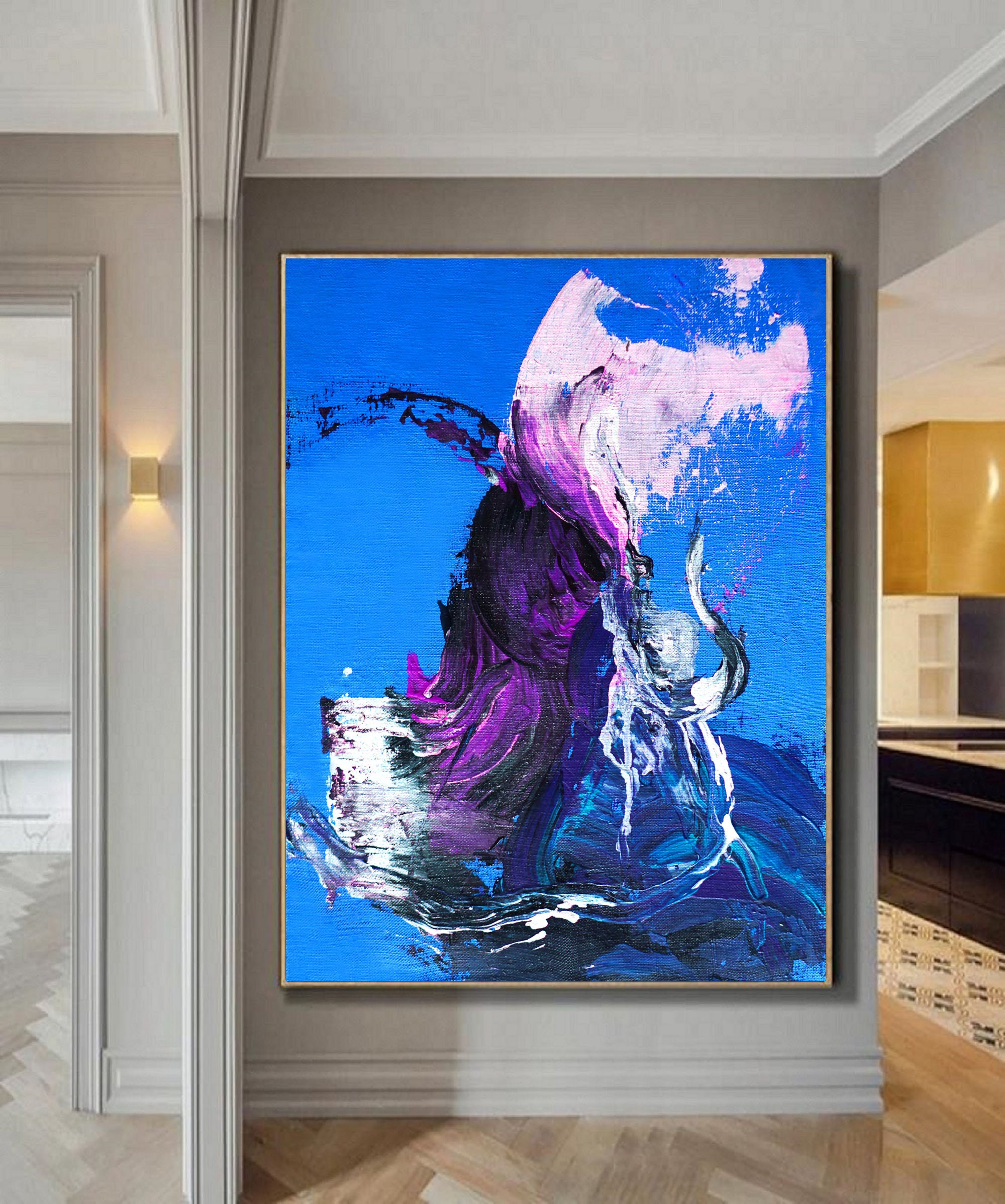 Extra Large Wall Art Blue Abstract Original abstract Etsy