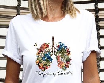 Floral Lungs Respiratory Therapist Shirt: Cotton RT Gift