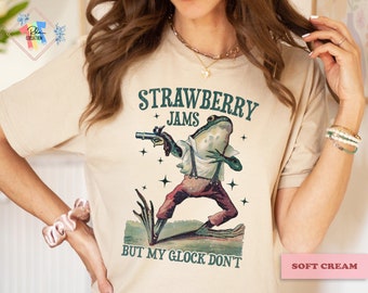 Strawberry Jams But My Glock Don't T-Shirt Funny Frog Shirt Strawberry Jams Shirt For Women Clothing