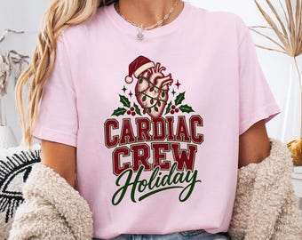 Cardiac Nurse Christmas T-shirt, Anatomical Heart Holiday Healthcare Tee