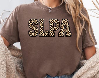 Comfort Colors Leopard Slpa Shirt, Speech Language Pathology Assistant Tee, School Therapist Apparel