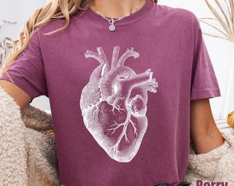 Comfort Colors® Anatomical Heart T-Shirt, Cardiac Nurse Gift, Cardiology Student Medical School Tee