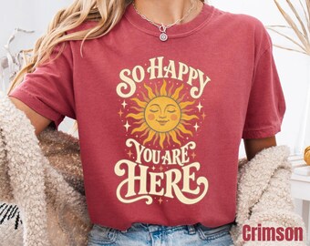 Teacher Shirt So Happy You Are Here Classroom Door Greeting Tee Educator Women Graphic Top