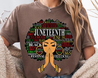 Juneteenth Melanin Black Women Natural Hair Afro Shirt, Freedom Day 1865 Tee