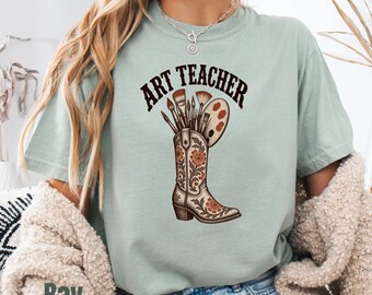 Western Cowgirl Art Teacher Shirt, Creative Artist Educator Gift, Comfort Colors Graphic Tee Women