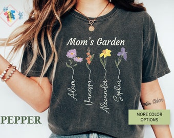 Custom Mom's Garden Birth Month Flower Shirt Mothers Day Gift Mom's Garden T Shirts Personalized Gift For Mom Grandmas Garden Tshirt