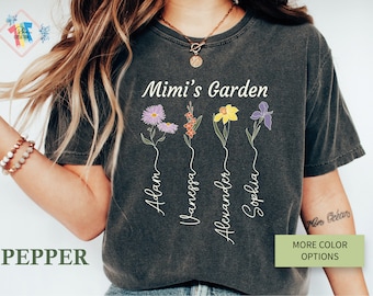 Custom Mimi's Garden Birth Month Flower Shirt Mothers Day Gift Mom's Garden T Shirts Personalized Gift For Mom Grandmas Garden Tshirt