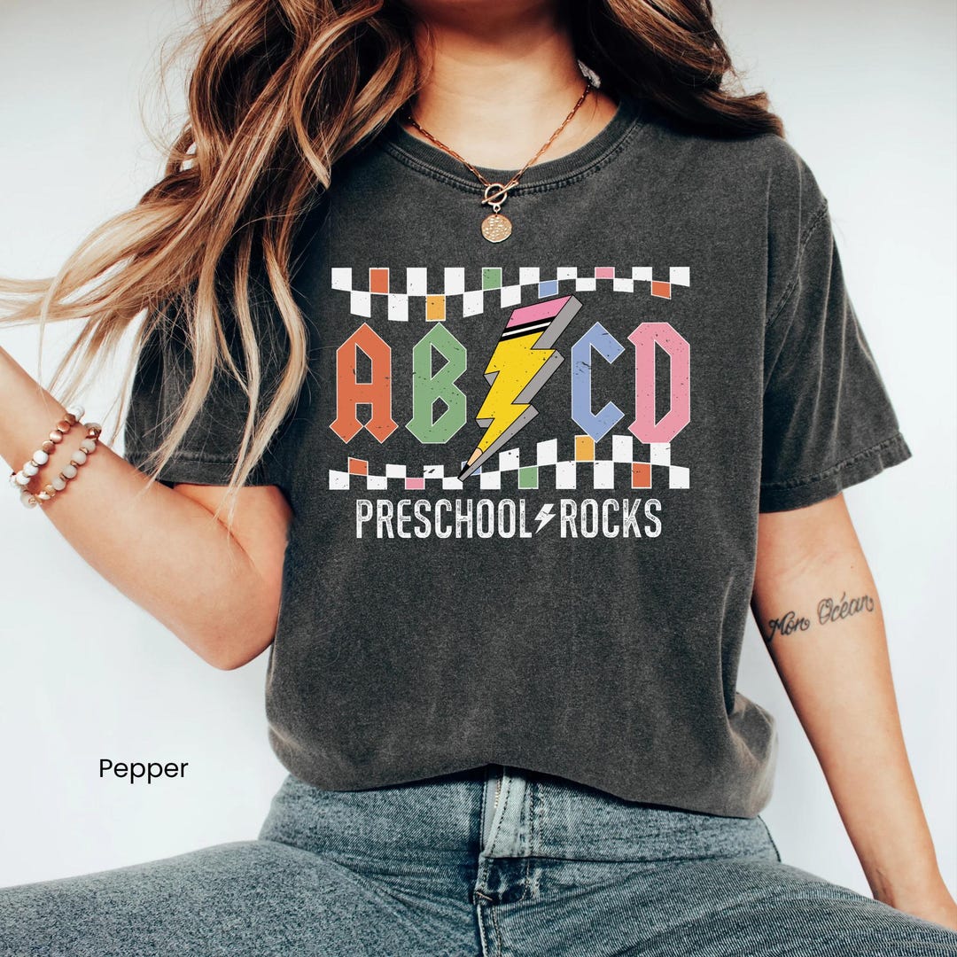 Preschool Rocks ABCD Shirt, Teacher Life Tee for Educators, Back to ...
