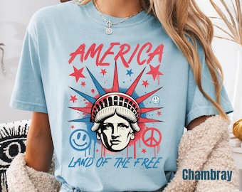 Camiseta "America Land Of The Free", camiseta de apoyo a los veteranos, regalo de agradecimiento militar para patriotas.